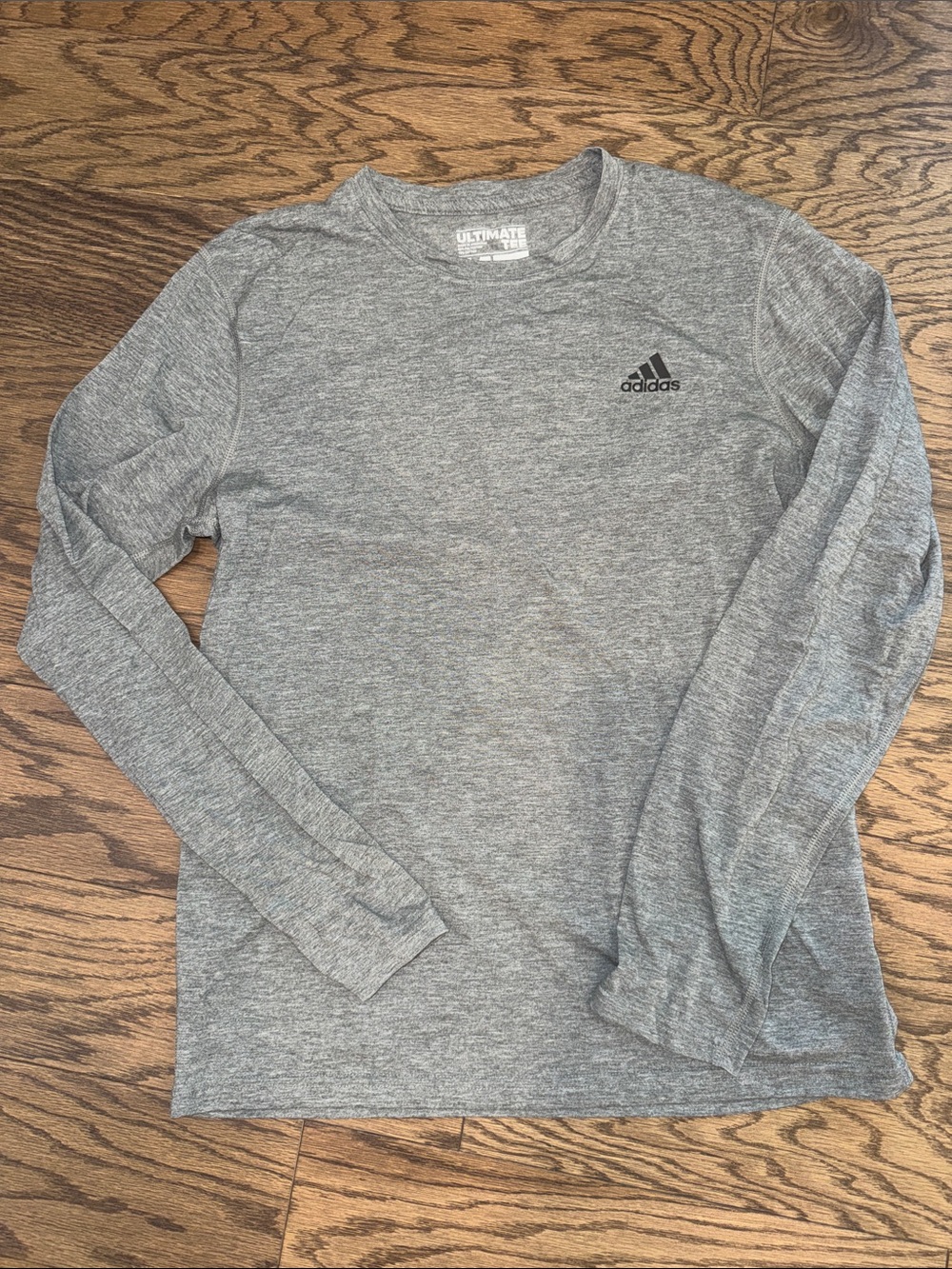 adidas Heather Gray Long-Sleeve Athletic Tee